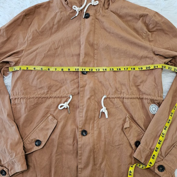 Rhythm Women's Light Brown Zip Up Longline Hooded Utility Jacket. Size XL - Picture 10 of 11